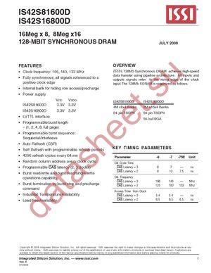 IS42S16800D-7BI datasheet  